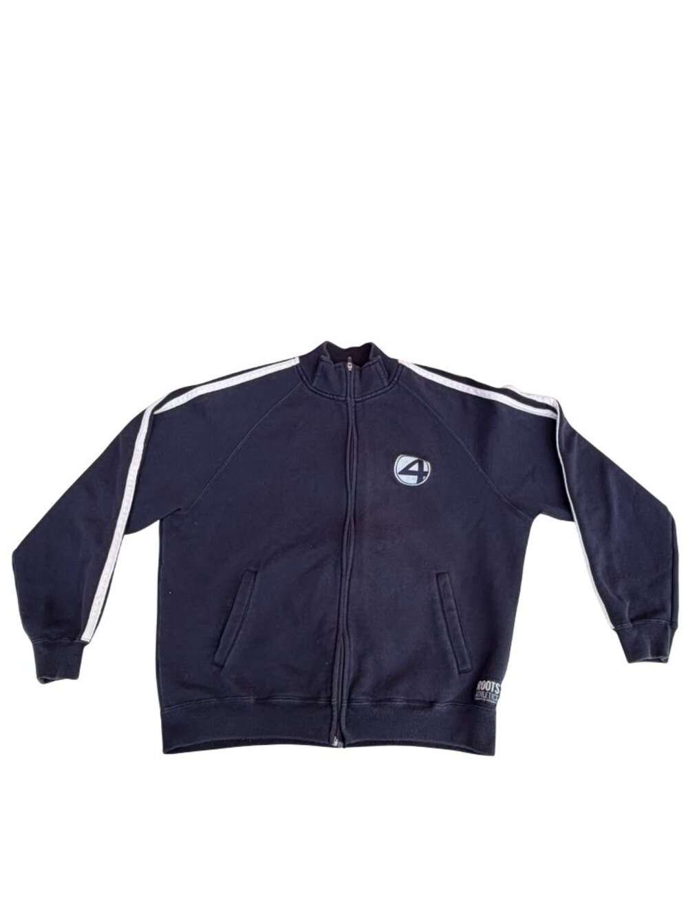 Vintage Roots Athletics Navy Full-Zip Sweatshirt With Crew 4 2004 Logo Size Medi